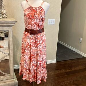 Lucky Brand Women's Halter Neck Flounce Hem Summer Midi Dress